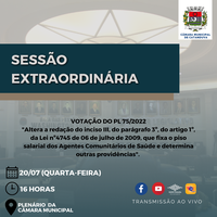 A PEDIDO DO EXECUTIVO, SESSÃO EXTRAORDINÁRIA ACONTECE NESTA QUARTA-FEIRA