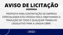 AVISO DE LICITAÇÃO - DISPENSA