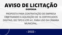 AVISO DE LICITAÇÃO - DISPENSA