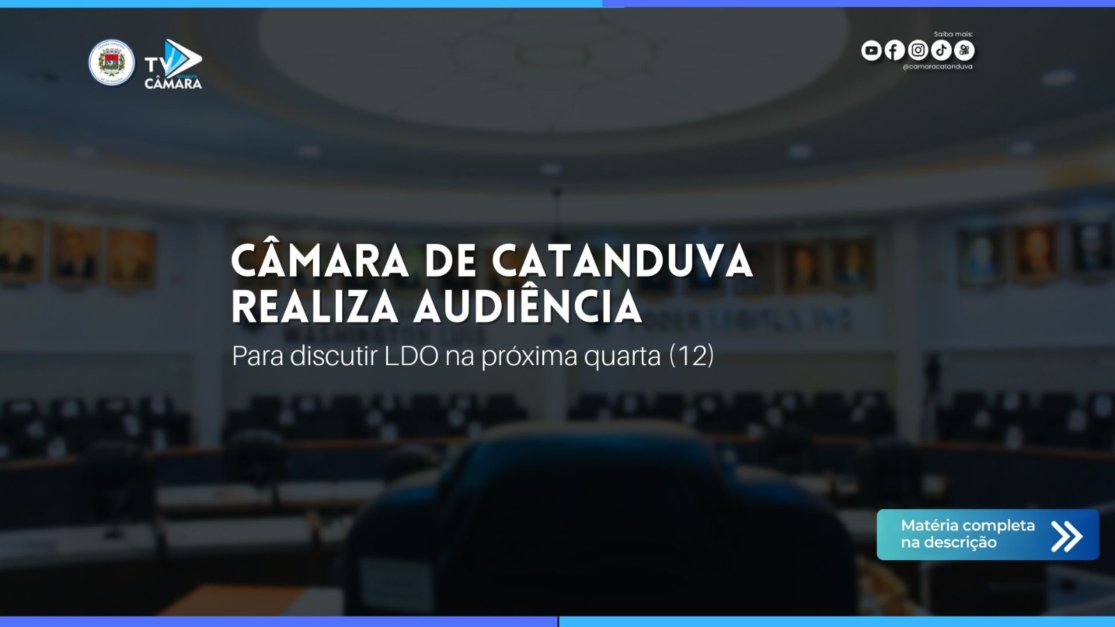 Câmara de Catanduva realiza audiência para discutir LDO na próxima quarta (12) 