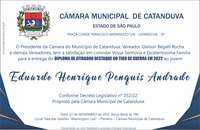 CÂMARA MUNICIPAL ENTREGA “DIPLOMA DE ATIRADOR DESTAQUE DO TIRO DE GUERRA” APÓS A SESSÃO DO DIA 22 DE NOVEMBRO