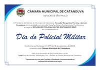 Câmara Municipal realiza entrega do Diploma Policial Militar Destaque nesta sexta-feira (15)