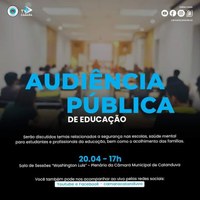 Câmara Municipal realizará Audiência Pública de Educação  