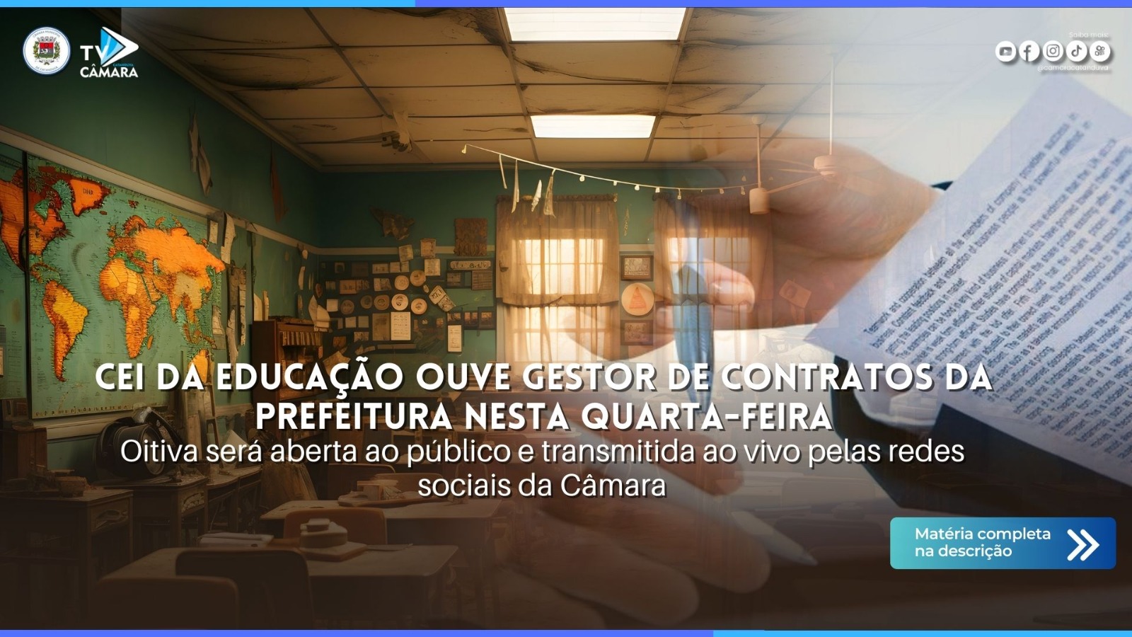CEI da Educação ouve gestor de contratos da prefeitura nesta quarta-feira