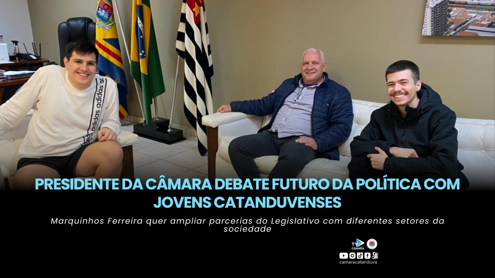 Presidente da Câmara debate futuro da política com jovens catanduvenses