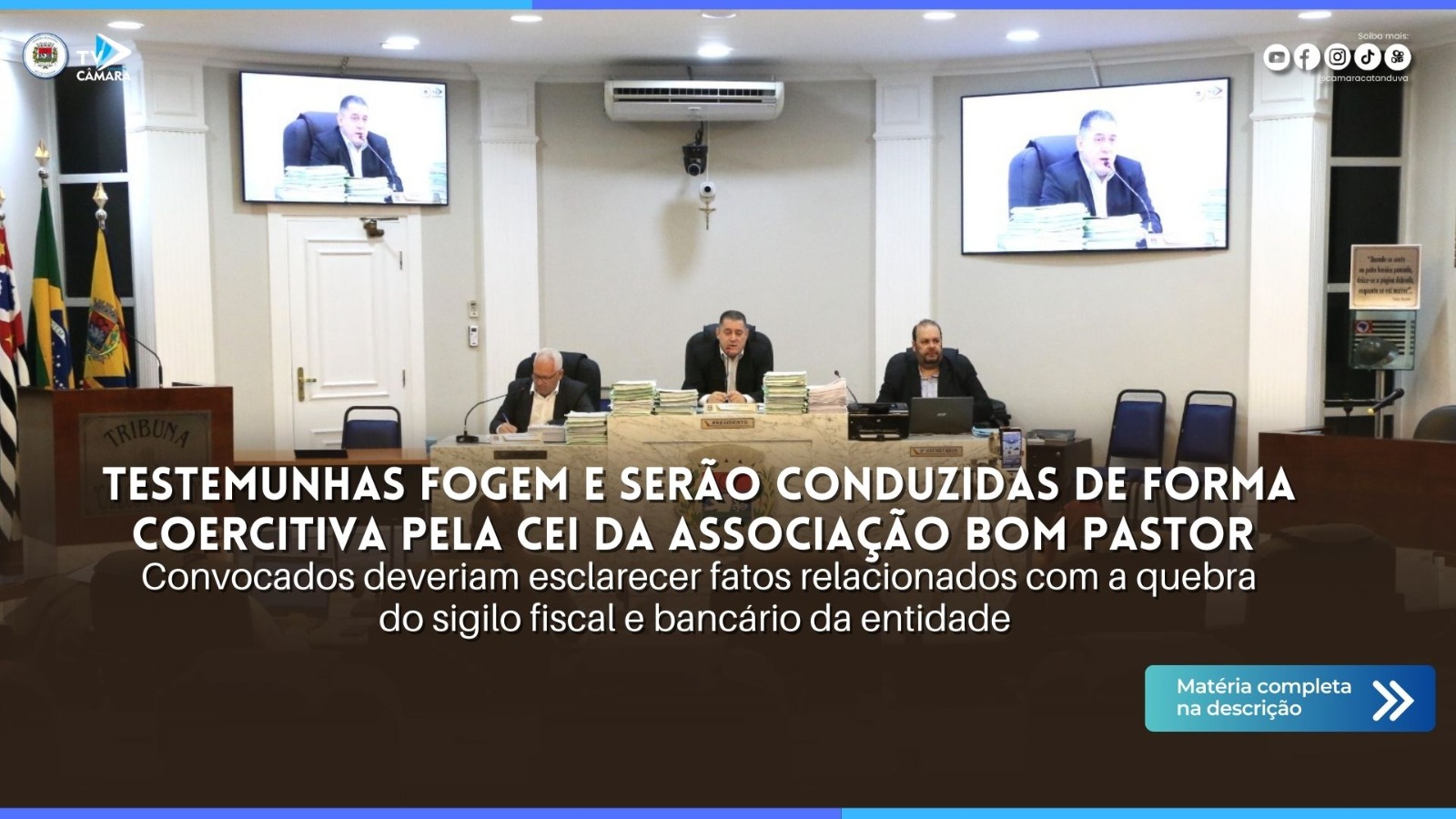 Testemunhas fogem e serão conduzidas de forma coercitiva pela CEI da Associação Bom Pastor 